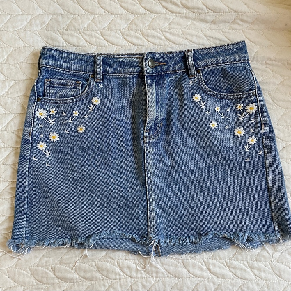 Floral Denim Skirt